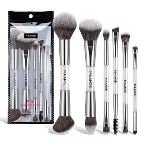 MAANGE Custom OEM&ODM 6PCS Double-ended Makeup Brushes Foundation Concealer Eye Shadow Brush Facial Makeup Brush Set