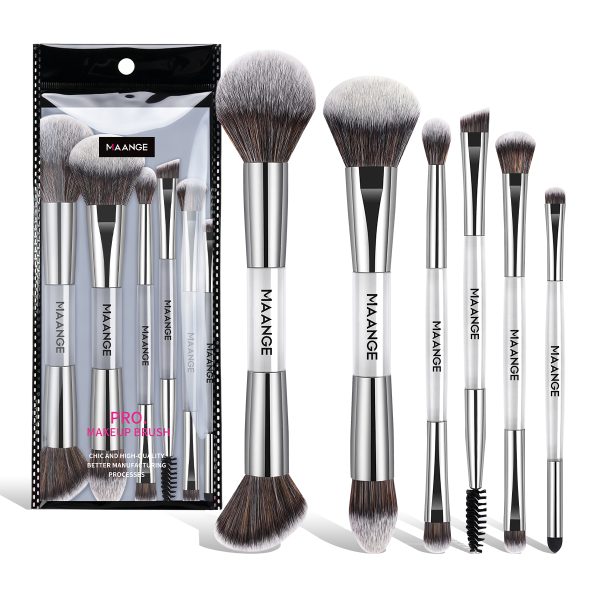 MAANGE Custom OEM&ODM 6PCS Double-ended Makeup Brushes Foundation Concealer Eye Shadow Brush Facial Makeup Brush Set
