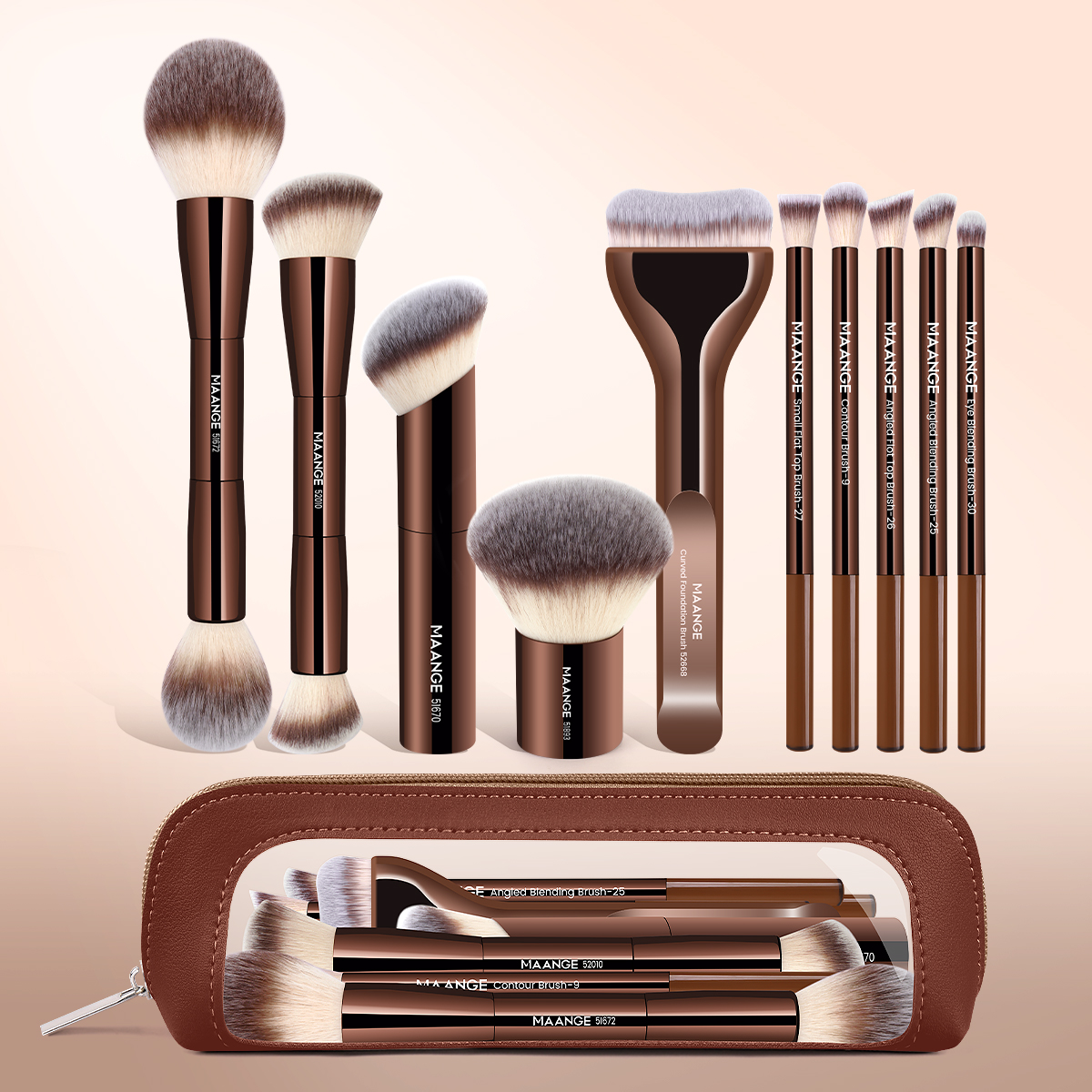 MAANGE Wholesale Custom 10 Pcs Professional Makeup Set Foundation Blush Loose Powder Professional Makeup Brush Set - 图片 9