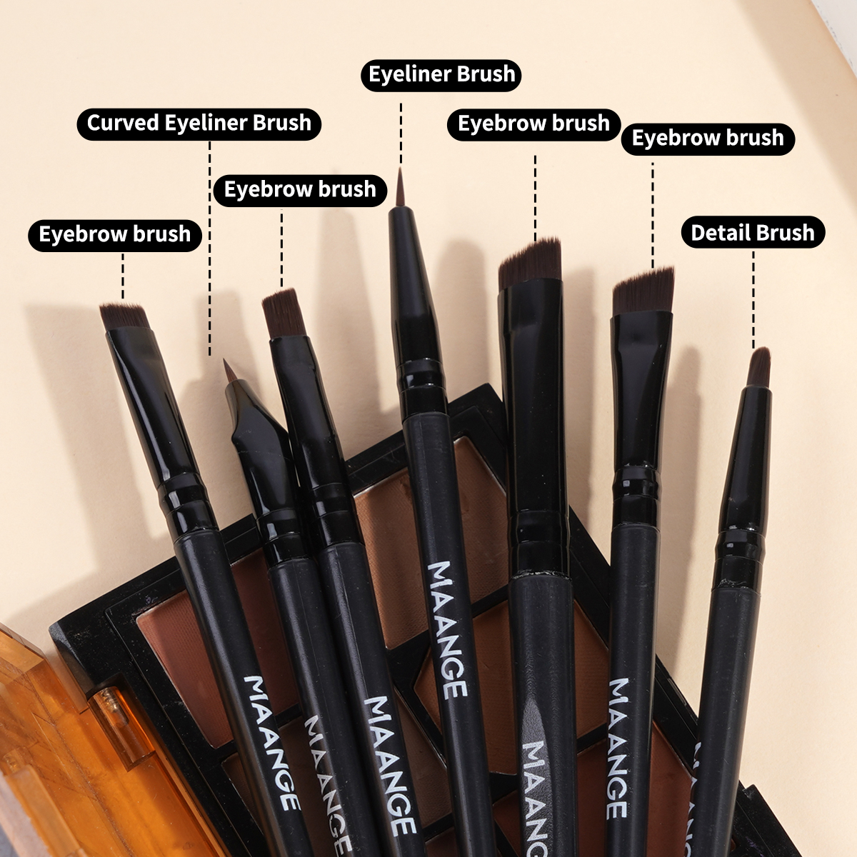 For MAANGE 7pcs Luxury Black Eyeshadow Brushes Private Label & OEM Makeup Brushes for Face & Concealer-Wholesale  Makeup Brushes - 图片 5