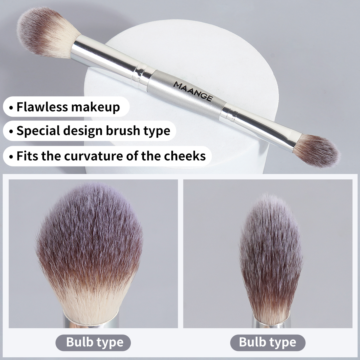 MAANGE Custom Logo  2PCS Double-ended Makeup Brush Loose Powder Liquid Foundation Blush Professional Makeup Brushes - 图片 7