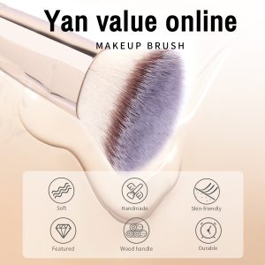 MAANGE Custom Logo Aluminum Tube Synthetic Hair  Double Ended  Single Makeup Foundation Brush Professional Makeup Brushes - 图片 2