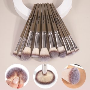 Maange Custom Logo 10pcs Makeup Brushes Foundation Brush Loose Powder Brush Eyeshadow Brush Professional Makeup Brush Set - 图片 2