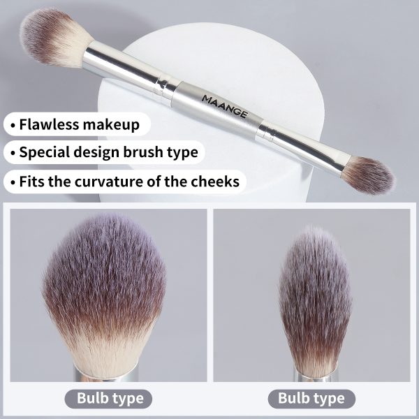 MAANGECustom Logo Aluminum Tube Synthetic Hair  Foundation Loose Powder Blush Brush Makeup Brushes