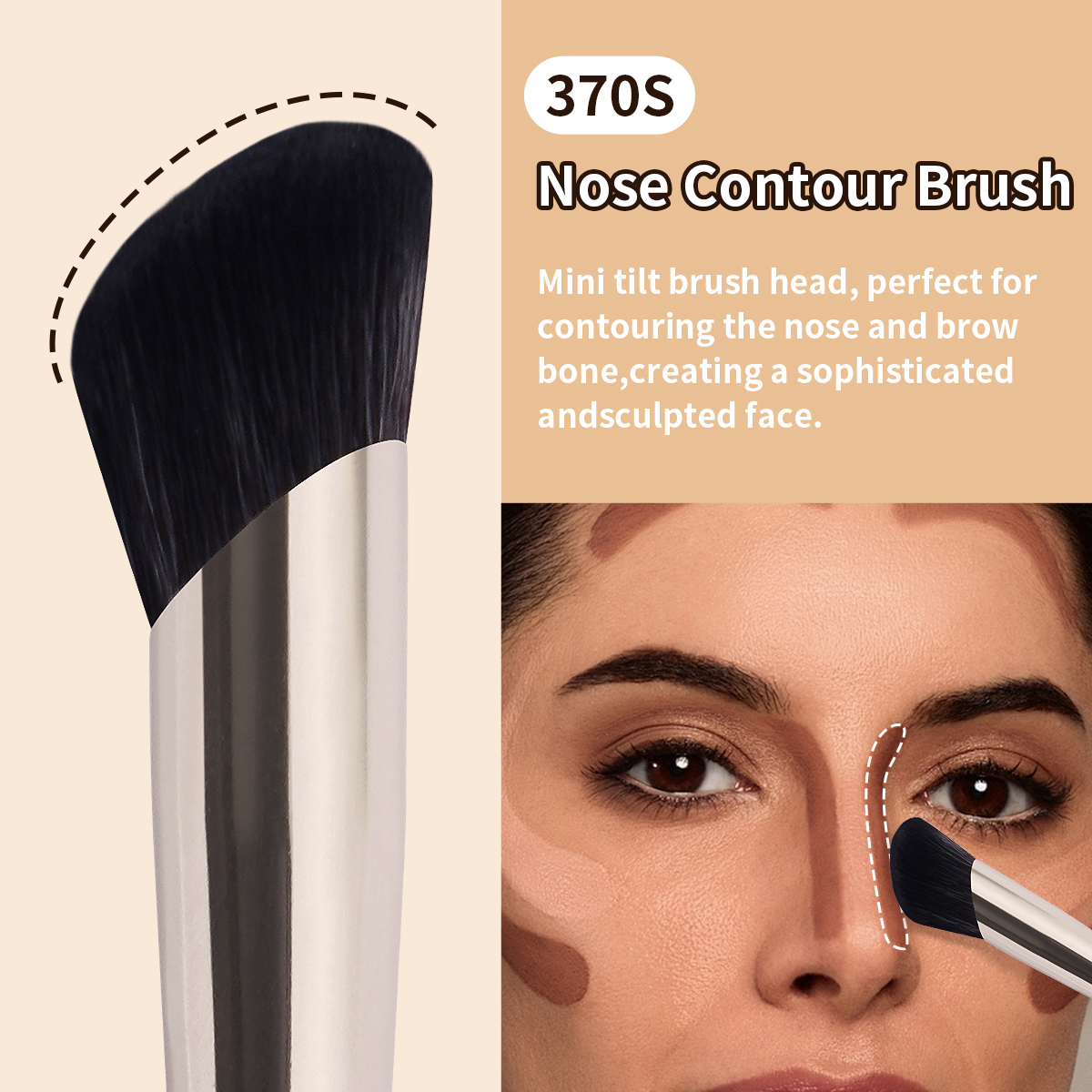 MAANGE Multi-Functional Vegan Synthetic Hair Makeup Brush Double-Ended Nose Contour  Single Blush Makeup Brush - 图片 2