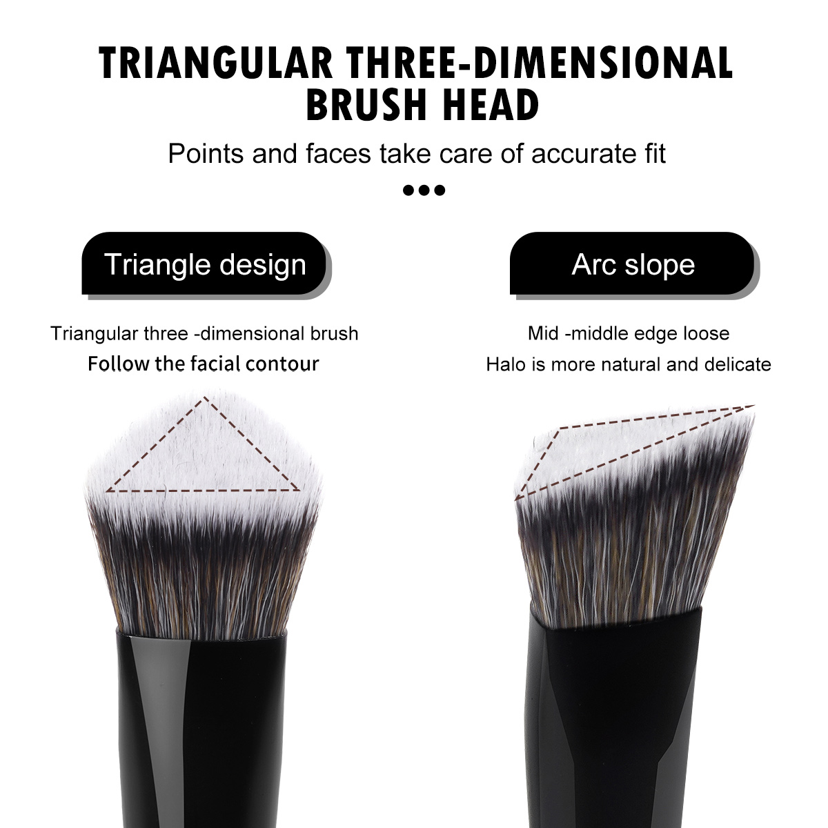 MAANGE Wholesale Custom Logo 3pcs Double Ended Foundation Makeup Brushes Private Label Professional Makeup Brush Set - 图片 3