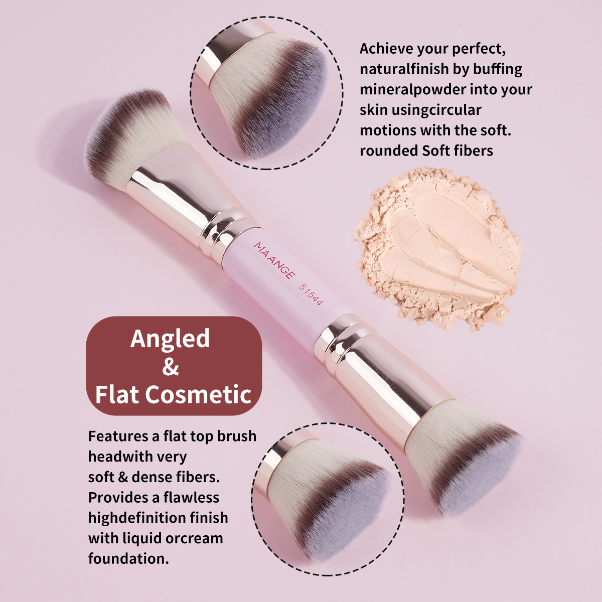 MAANGE Wholesale Custom OEM&ODM 3pcs Foundation Cosmetic Brush Professional Foundation Highlight Concealer  Makeup Brushes Set - 图片 6