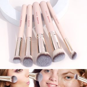 MAANGE 5PCS Wholesale Price High-quality Cosmetic Brush champagne Concealer Eye Shadow Facial Professional Makeup Brush Set - 图片 5