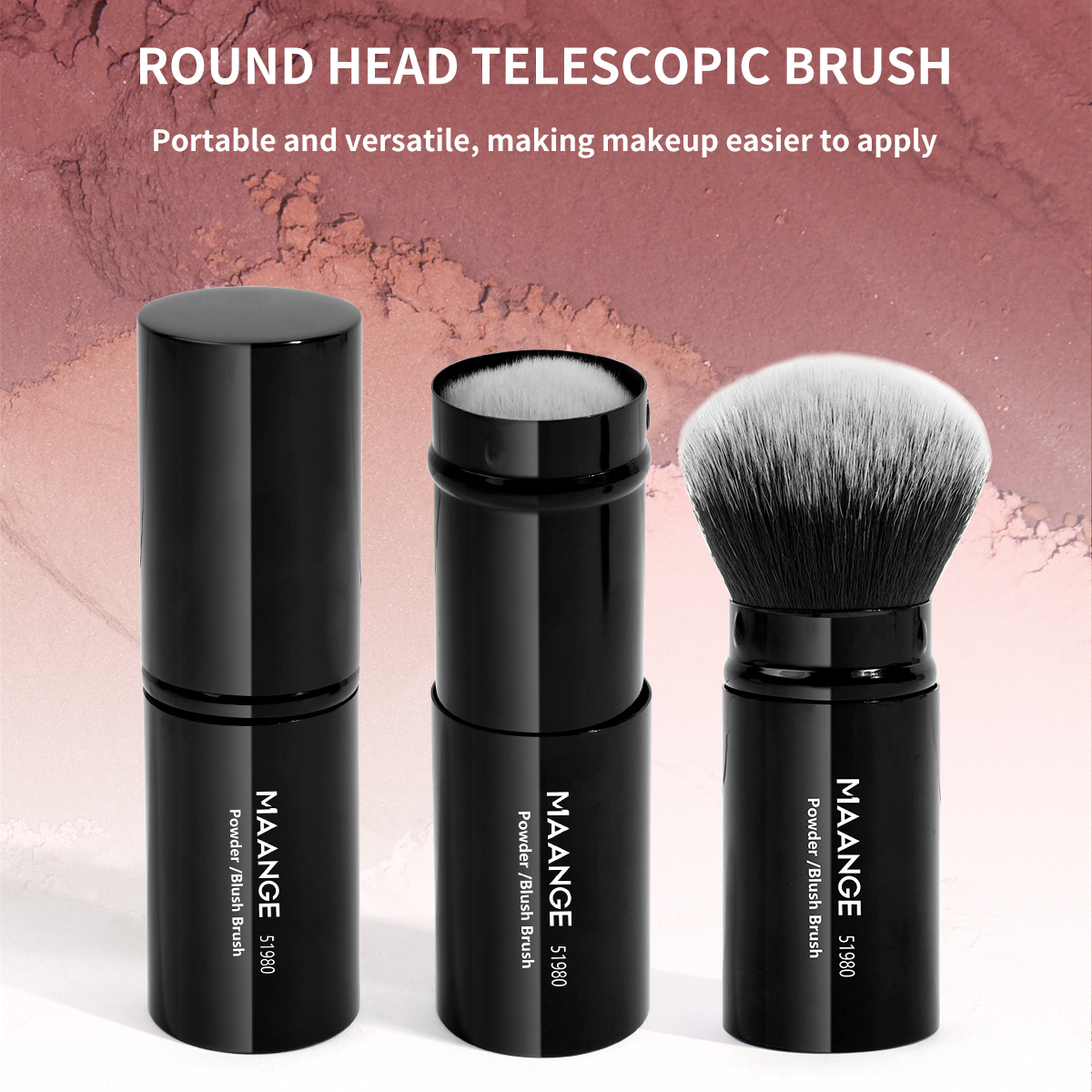 MAANGE Single Foundation Brush Single Pack Makeup Brush Round-head Telescopic Brush Foundation Loose Powder Makeup Brush - 图片 7