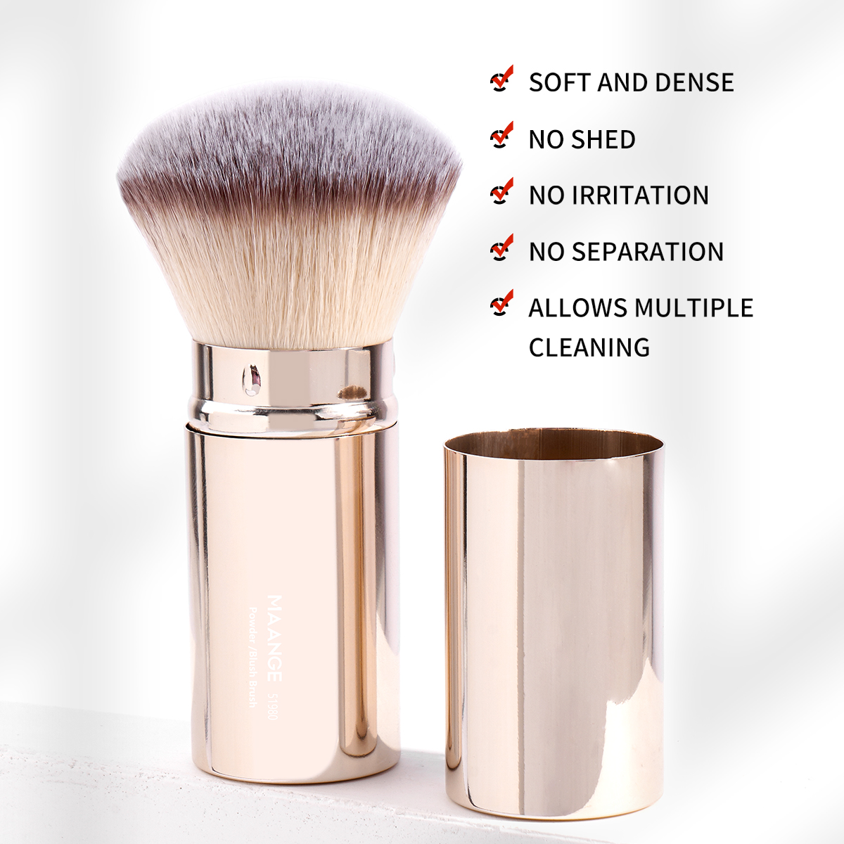 MAANGE Single Foundation Brush Single Pack Makeup Brush Round-head Telescopic Brush Foundation Loose Powder Makeup Brush - 图片 4