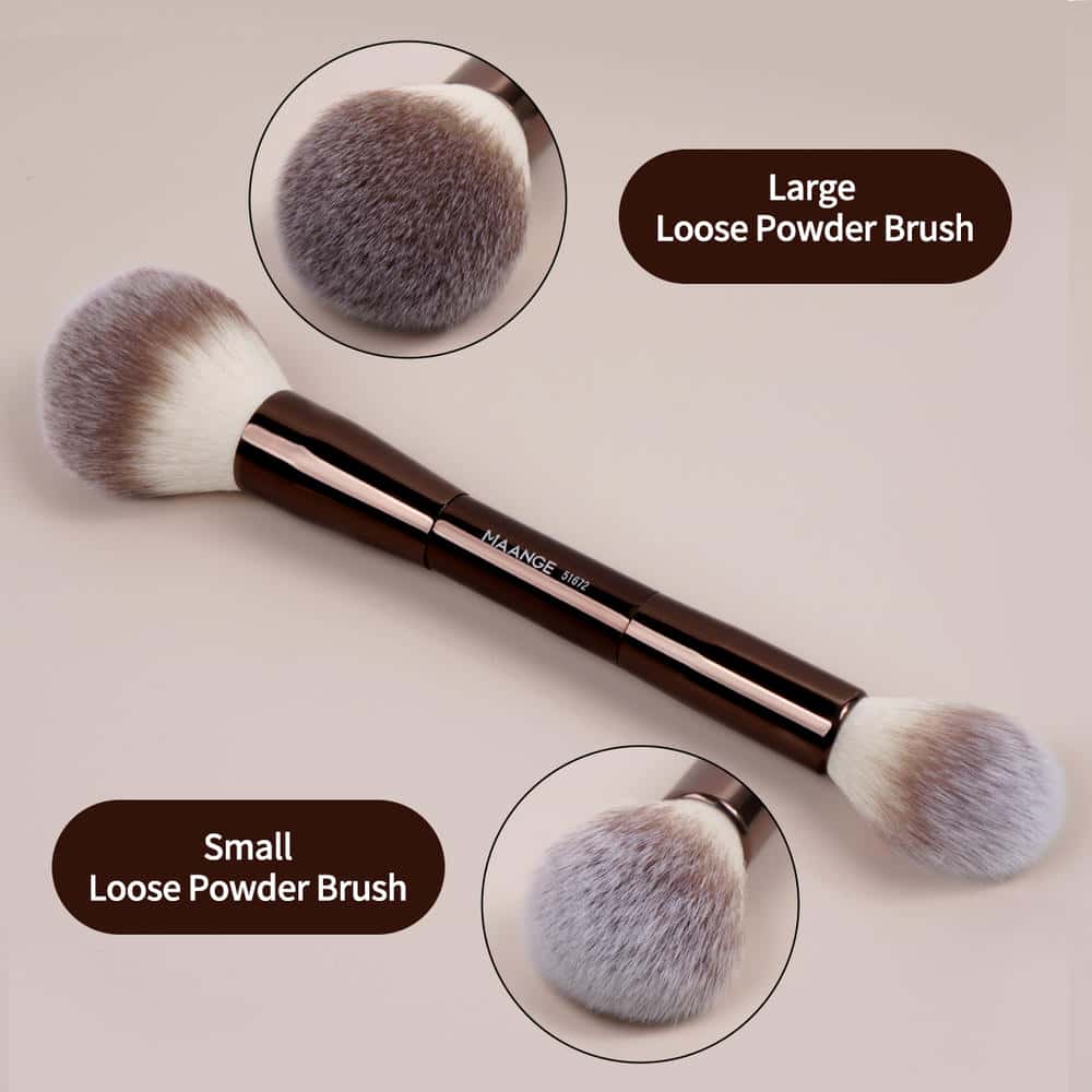 MAANGE Wholesale 10pcs Makeup Brush 2 Powder Puff High Quality Brown Private Label Travel  Professional  Makeup Brush Kit - 图片 11