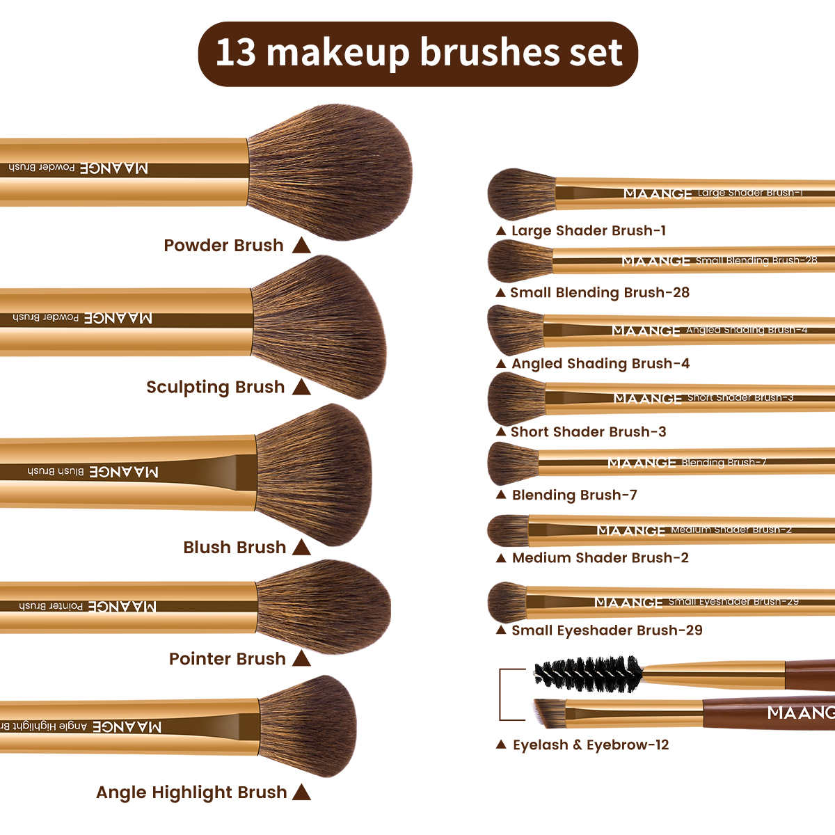 MAANGE  Custom OEM&ODM 13pcs Makeup Brush Set 2PCS Air Cushion Puff Powder Brush Concealer Wholesale Makeup Brush Set - 图片 7