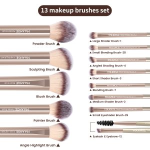 MAANGE Wholesale Custom OEM&ODM 13pcs Makeup Brush Set 2PCS Air Cushion Puff Powder Brush Concealer Facial  Makeup Brush Set - 图片 5