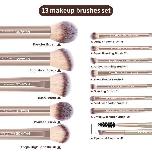 MAANGE Wholesale Custom OEM&ODM 13pcs Makeup Brush Set 2PCS Air Cushion Puff Powder Brush Concealer Facial Makeup Brush Set