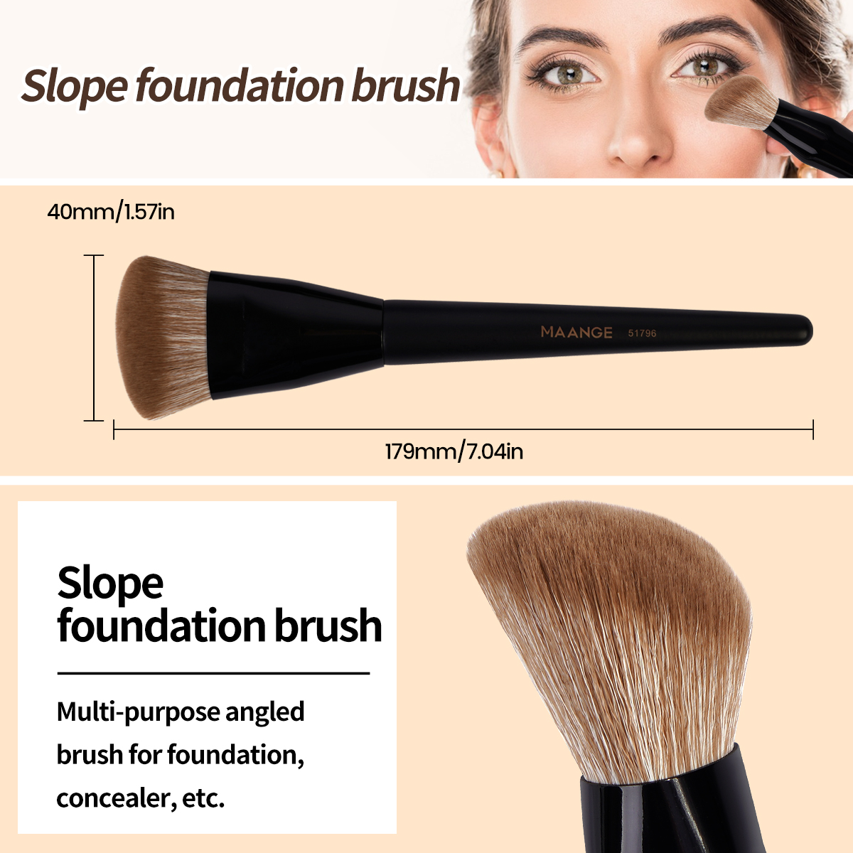 MAANGE Wholesale Private Label Professional Single Makeup Brush  Foundation Loose Powder Blush Professional Makeup Brush Set - 图片 5