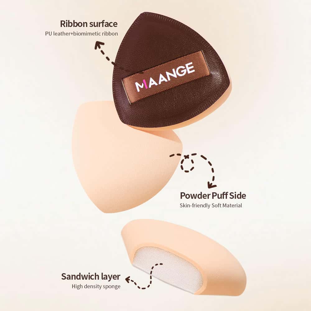 MAANGE Wholesale 10pcs Makeup Brush 2 Powder Puff High Quality Brown Private Label Travel  Professional  Makeup Brush Kit - 图片 10
