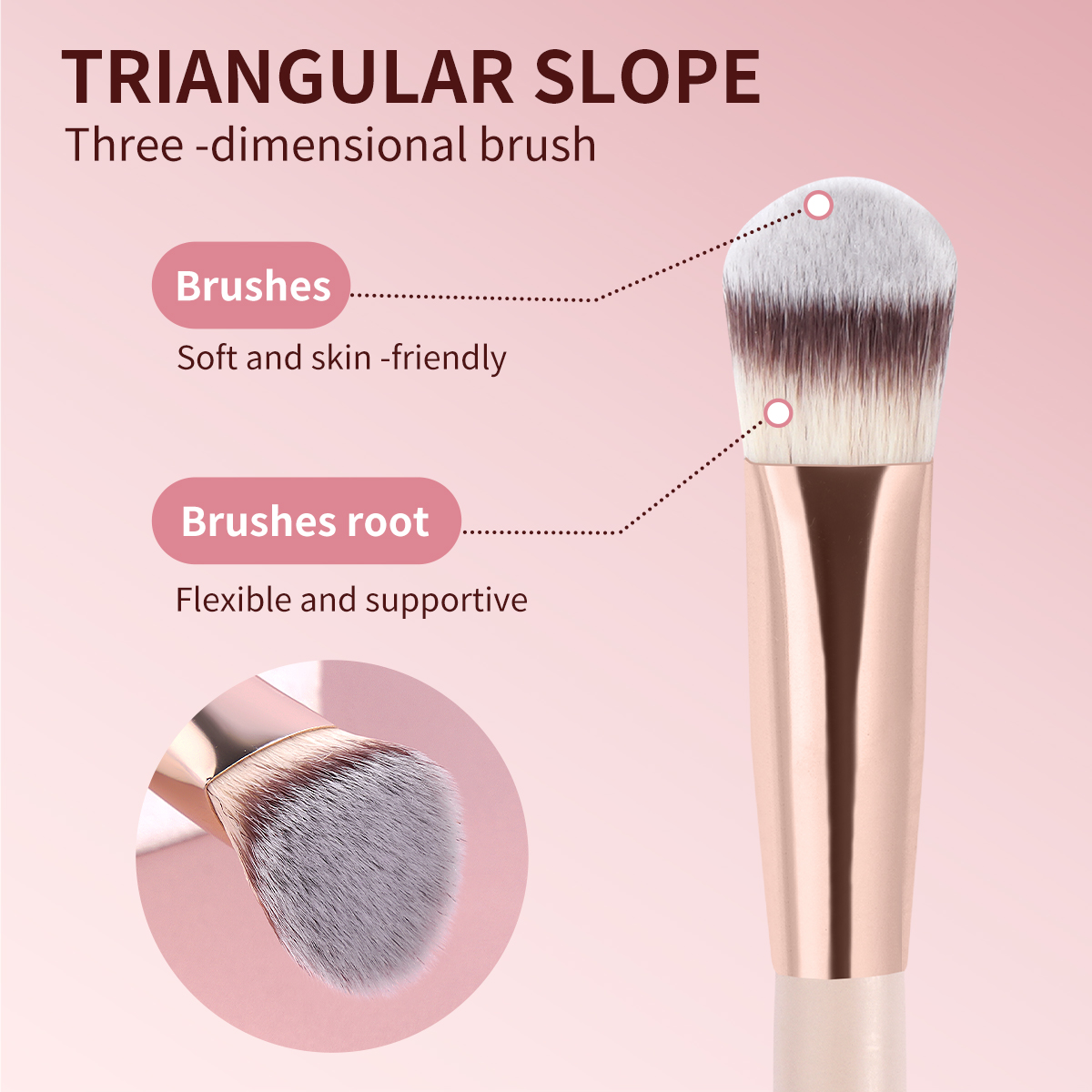 MAANGE Wholesale Custom OEM&ODM 3pcs Foundation Cosmetic Brush Professional Foundation Highlight Concealer  Makeup Brushes Set - 图片 3