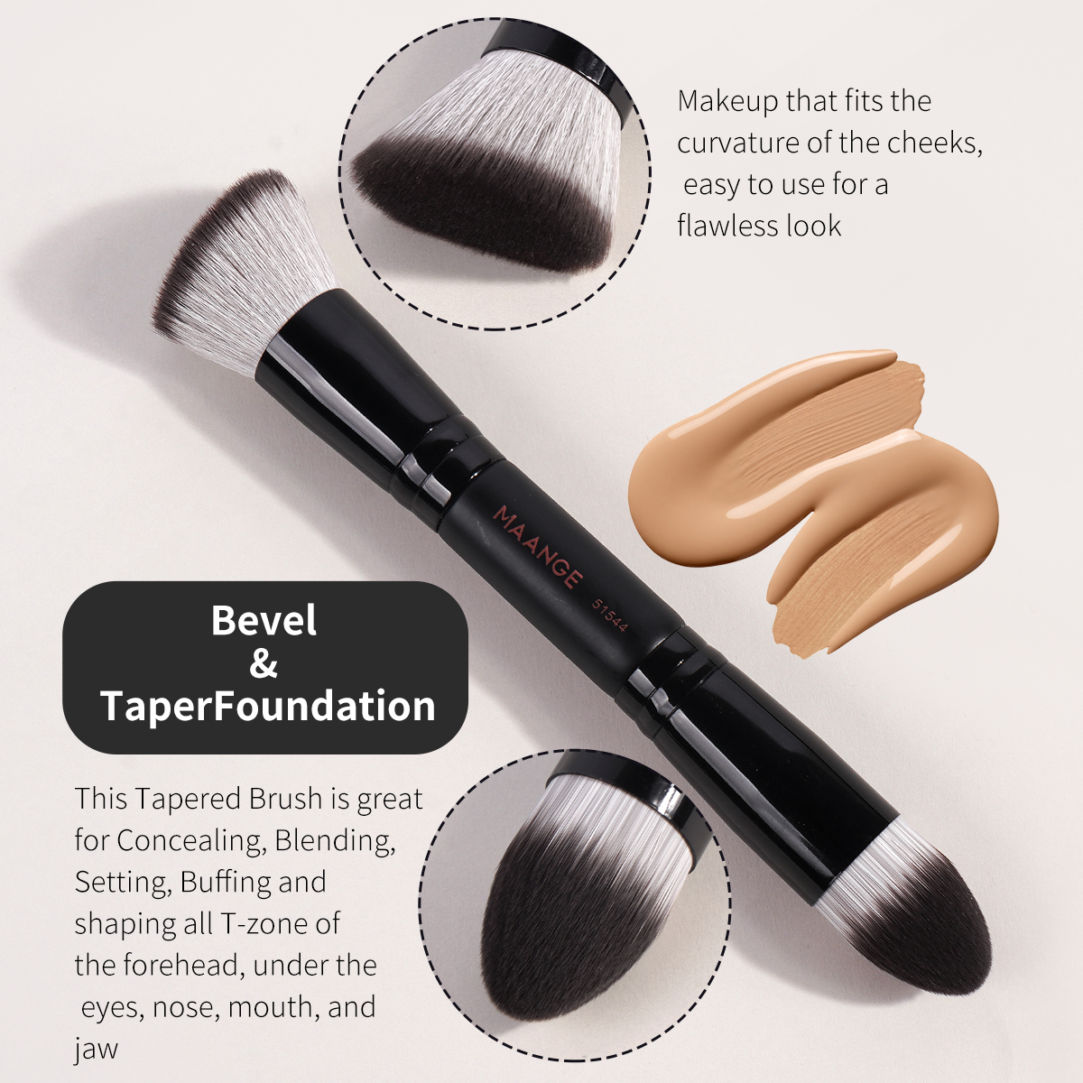 MAANGE Luxury 2pcs Makeup Brush Foundation Brush Private Label Streak-Free Liquid/BB Cream Makeup Box Makeup Tools Brush - 图片 5