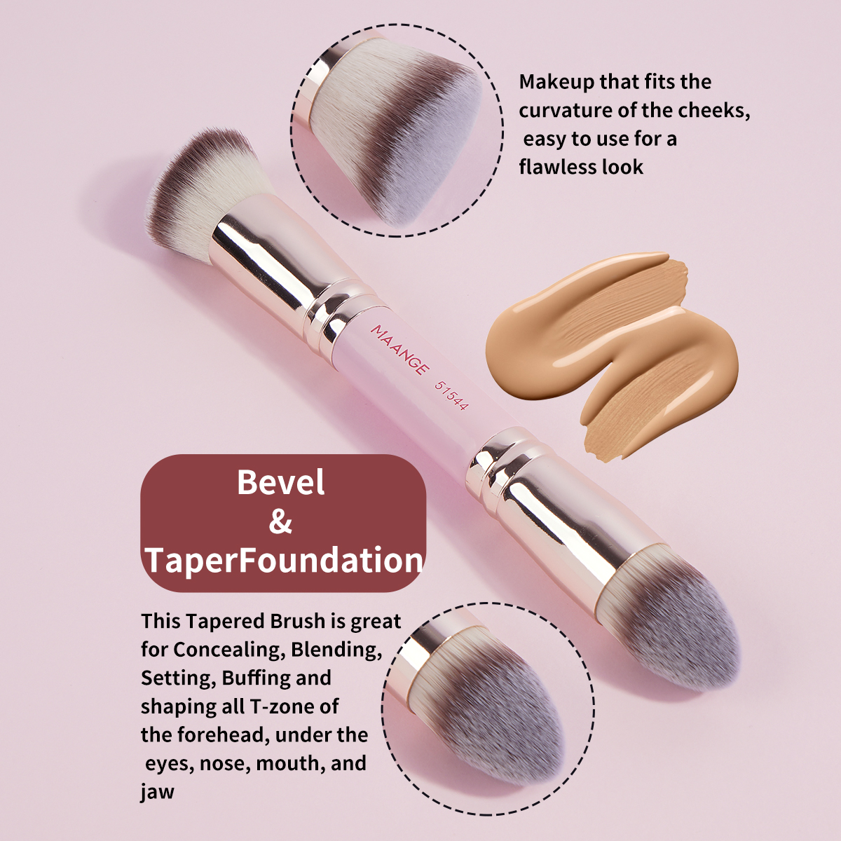 MAANGE Wholesale Custom OEM&ODM 3pcs Foundation Cosmetic Brush Professional Foundation Highlight Concealer  Makeup Brushes Set - 图片 7