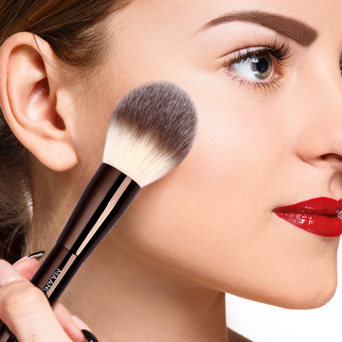 MAANGE Custom Logo OEM&ODM 2Pcs Double-headed Loose Powder Blush Foundation Professional Makeup Brush Set - 图片 4
