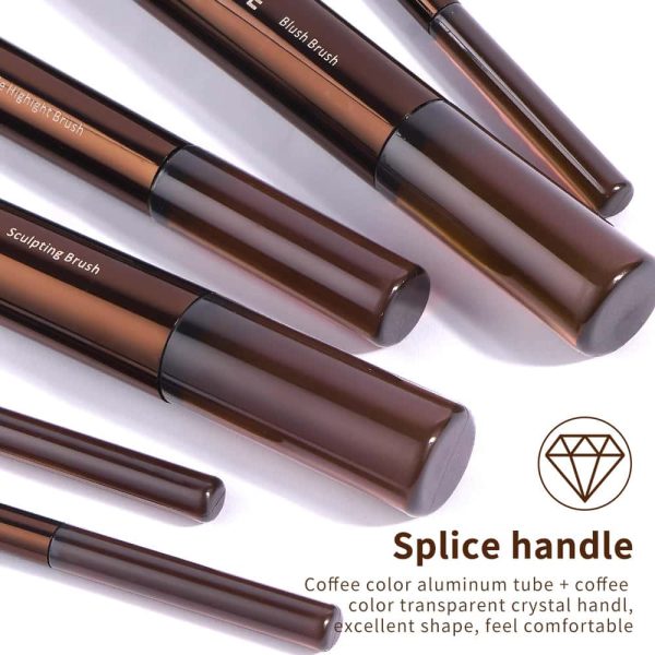 MAANGE Professional Makeup Brush Set 14PCS Flat Makeup Brush Set 2PCS Sponge Foundation Concealer Makeup Brush Set