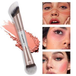MAANGE Custom Logo  2PCS Double-ended Makeup Brush Loose Powder Liquid Foundation Blush Professional Makeup Brushes - 图片 5