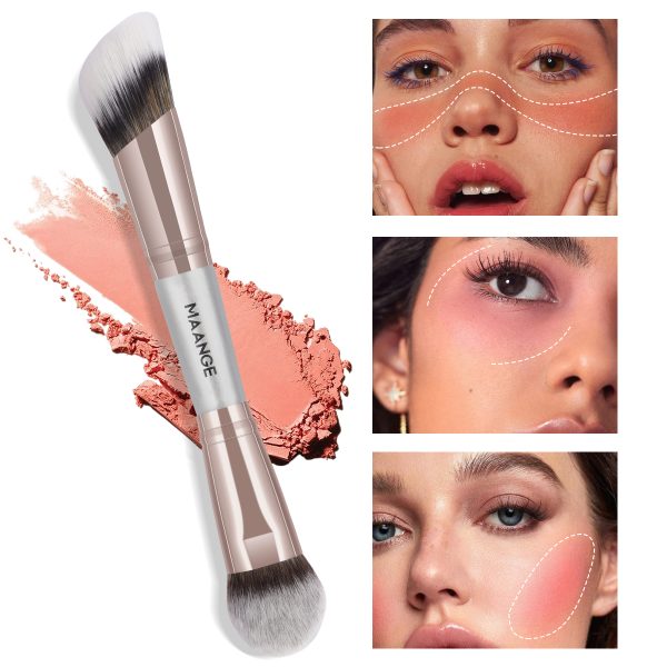MAANGE Custom Logo 2PCS Double-ended Makeup Brush Loose Powder Liquid Foundation Blush Professional Makeup Brushes