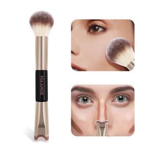 MAANGE  2pcs Double-end Makeup Brush Foundation Loose Powder Nose Shadow Contour Brush Professional Makeup Brush Set - 图片 2
