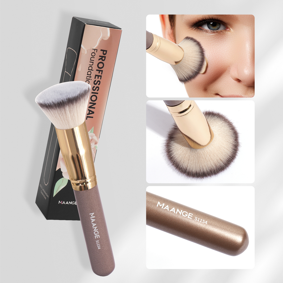 MAANGE Wholesale Single Flat Liquid Custom Foundation Brush Packing Makeup Brush Makeup Box Professional Makeup Brush Set - 图片 4