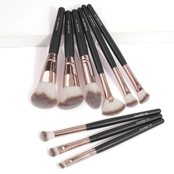 MAANGE Wholesale 9pcs Makeup Brush Private Label Makeup Brush 9pcs  Custom Soft Vegan Makeup Cosmetic Brush Sets