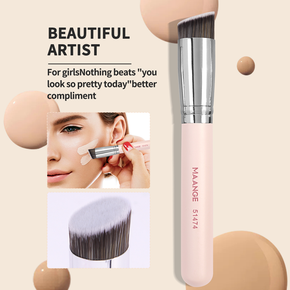 MAANGE Custom OEM&ODM  8PCS Facial  Brush Loose Powder Foundation Concealer Blush Private Label  Professional Makeup Brush Set - 图片 3