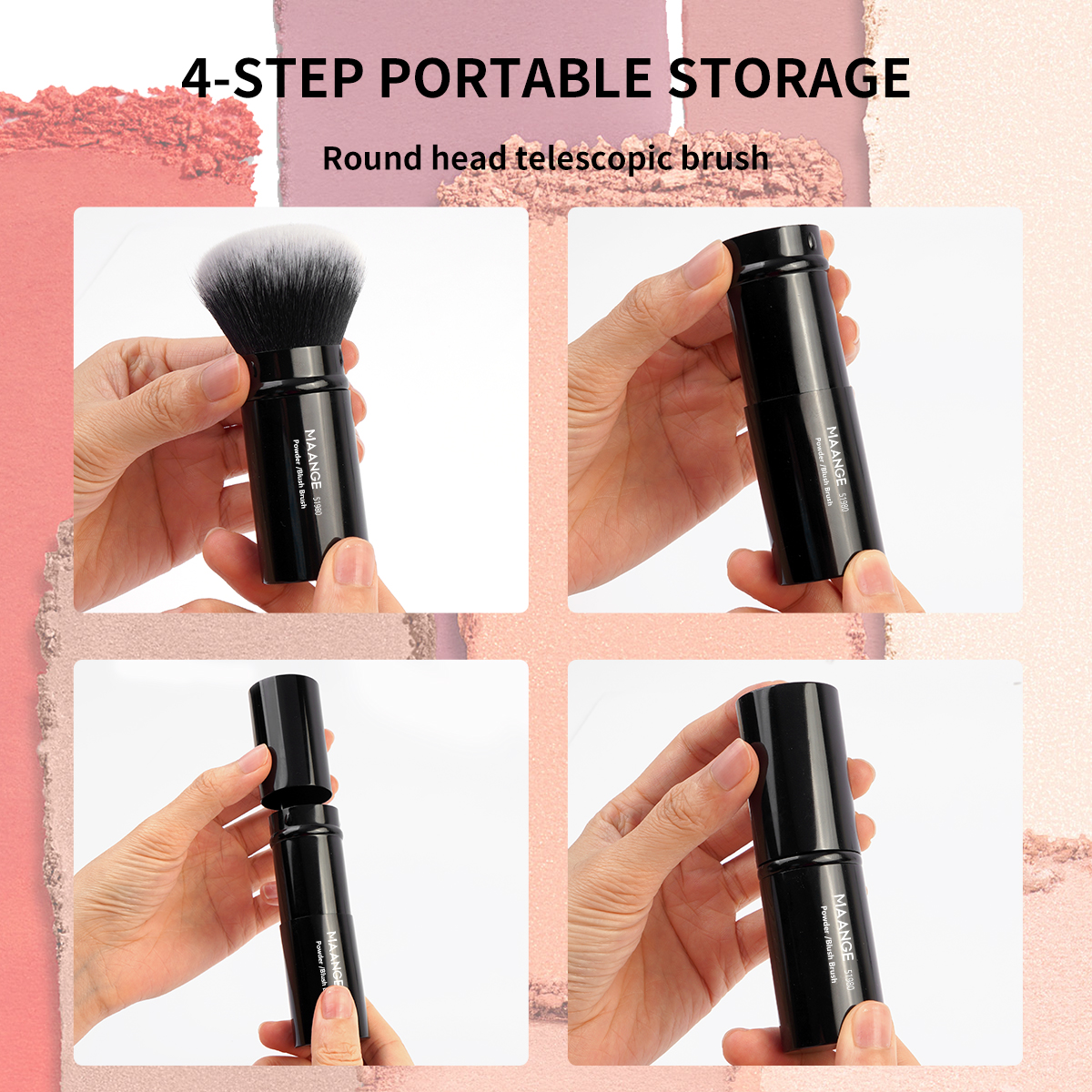 MAANGE Single Foundation Brush Single Pack Makeup Brush Round-head Telescopic Brush Foundation Loose Powder Makeup Brush - 图片 6
