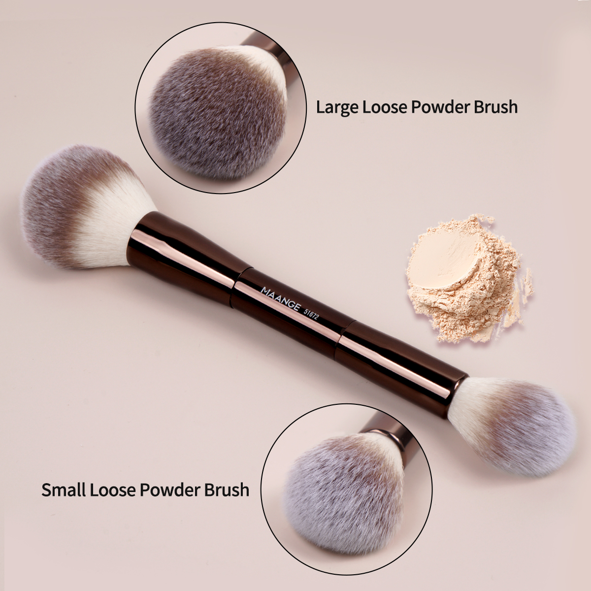 MAANGE Custom Logo OEM&ODM 2Pcs Double-headed Loose Powder Blush Foundation Professional Makeup Brush Set - 图片 5