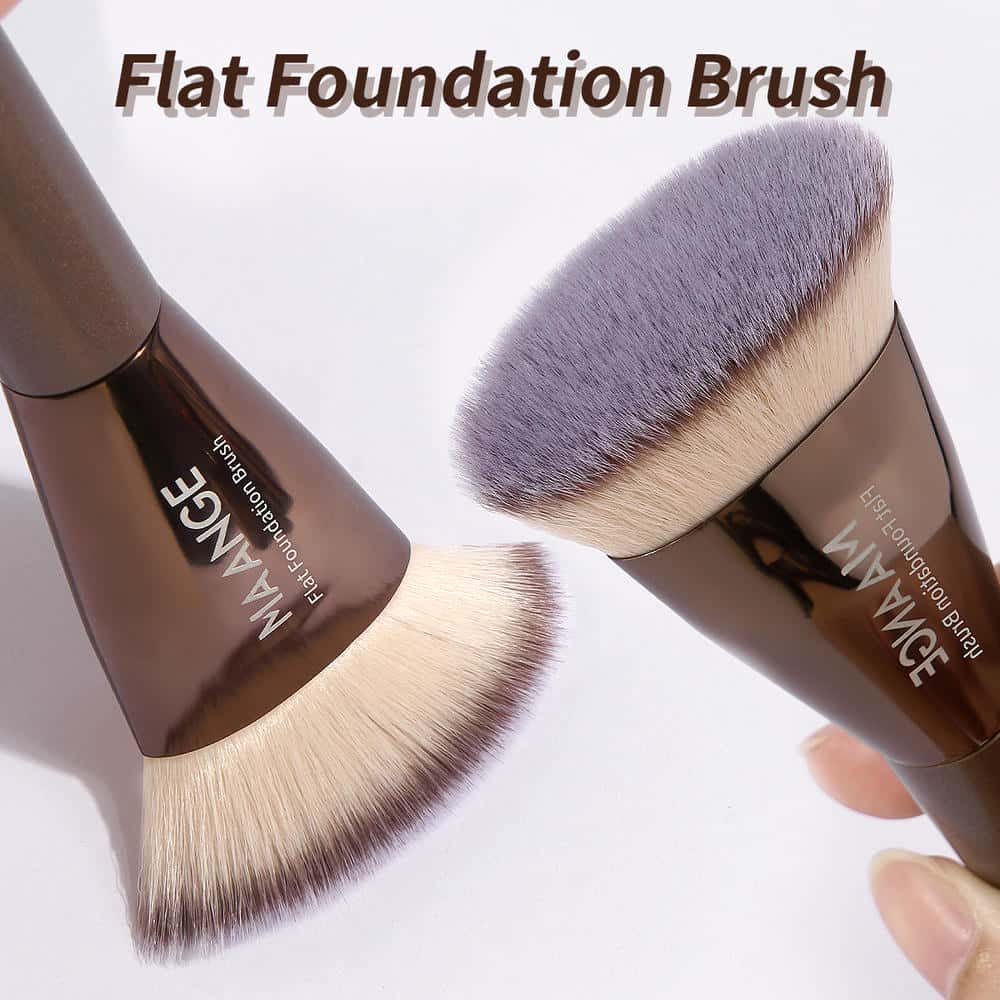 MAANGE Wholesale 10pcs Makeup Brush 2 Powder Puff High Quality Brown Private Label Travel  Professional  Makeup Brush Kit - 图片 3