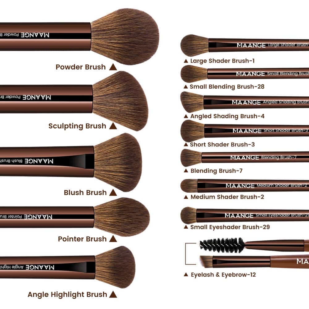 MAANGE Wholesale Custom OEM&ODM 13pcs Makeup Brush Set 2PCS Powder Puff Powder Brush Concealer Makeup Tool Makeup Brush Set - 图片 7