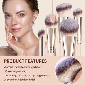 MAANGE 5PCS Wholesale Price High-quality Cosmetic Brush champagne Concealer Eye Shadow Facial Professional Makeup Brush Set - 图片 7