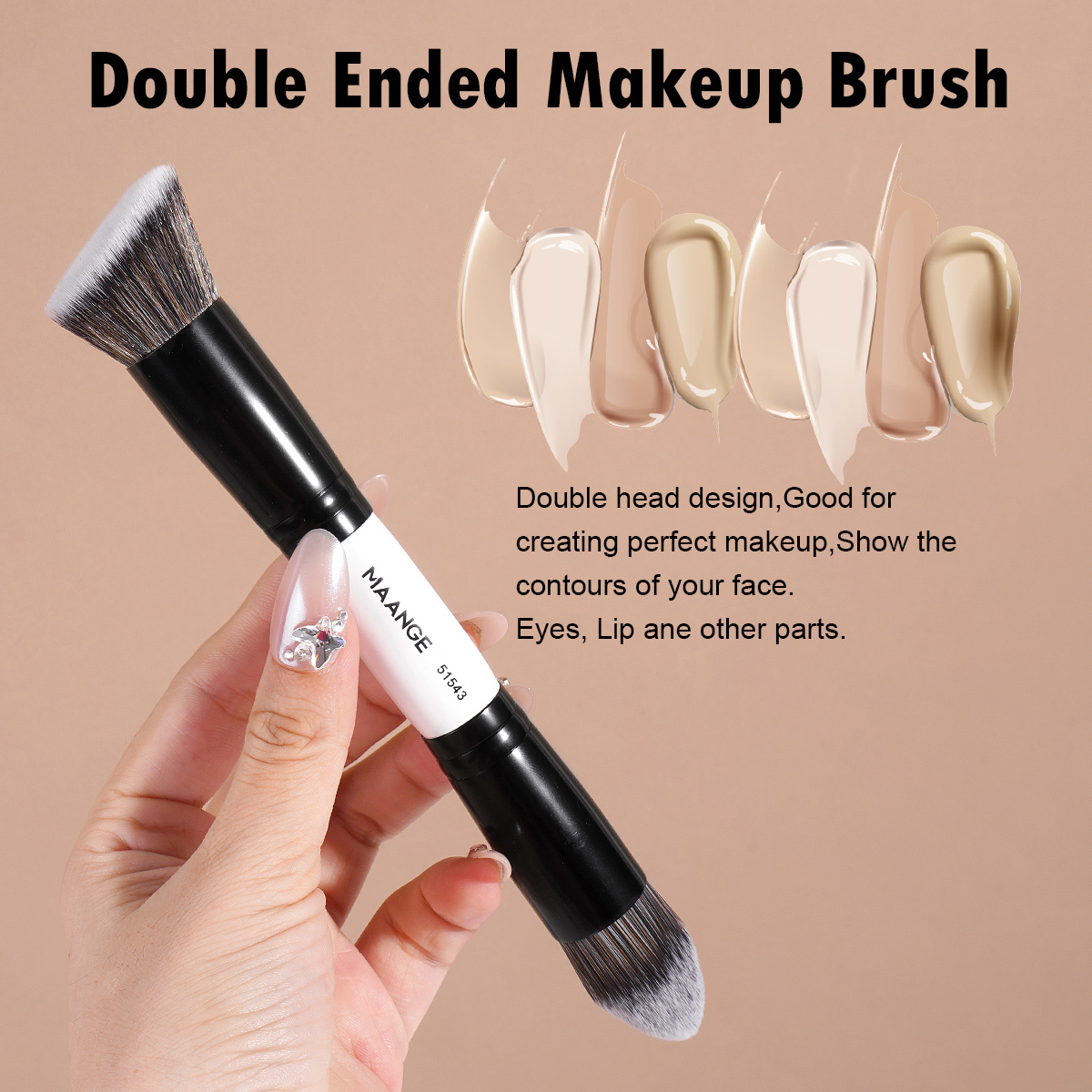 MAANGE Wholesale Custom Logo 3pcs Double Ended Foundation Makeup Brushes Private Label Professional Makeup Brush Set - 图片 5