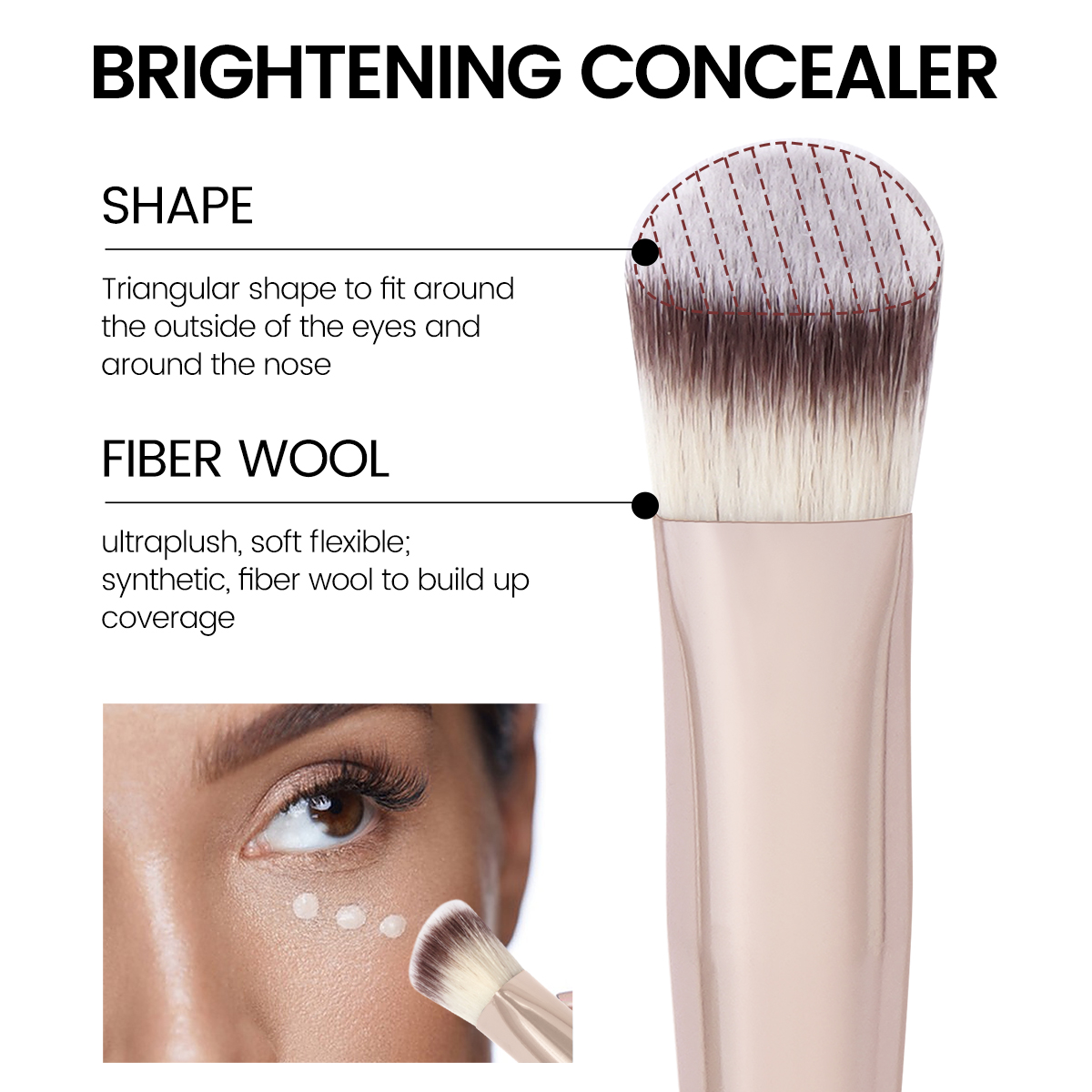 MAANGE Wholesale Custom OEM&ODM 3pcs Foundation Cosmetic Brush Professional Foundation Highlight Concealer  Makeup Brushes Set - 图片 3