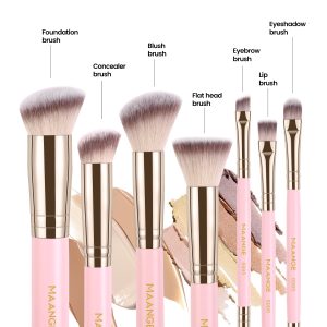MAANGE Wholesale Professional 7pcs  Brush  5pcs Powder Puff Eyeshadow Brushes Loose Powder Blush Foundation Makeup Brushes Set - 图片 6