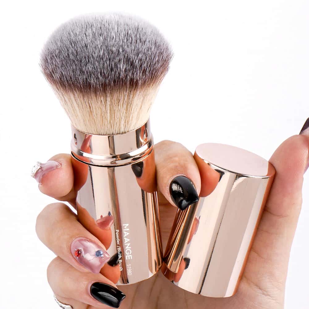 MAANGE Single Foundation Brush Single Pack Makeup Brush Round-head Telescopic Brush Foundation Loose Powder Makeup Brush - 图片 3