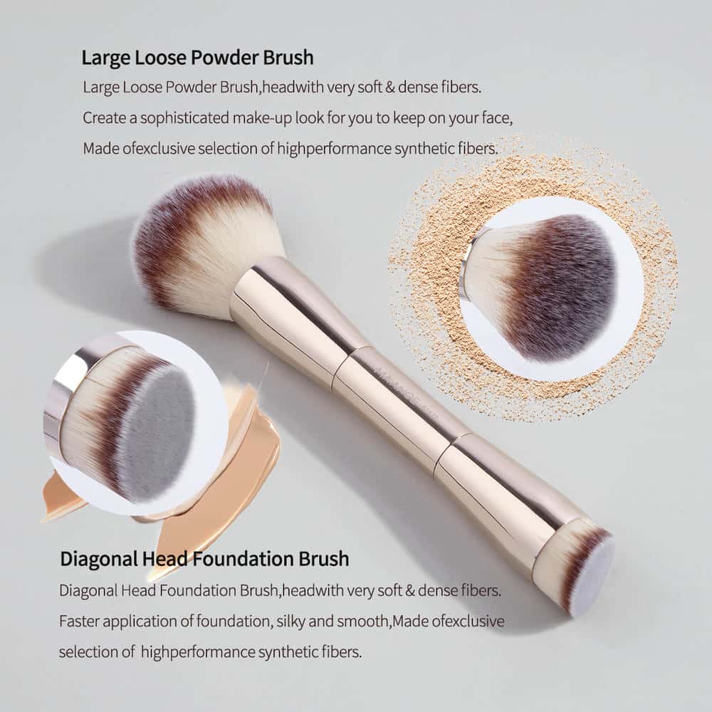 MAANGE Wholesale 10pcs Makeup Brush Synthetic  2 Powder Puff High Quality  Private Label Travel  Professional  Makeup Brush Set - 图片 9
