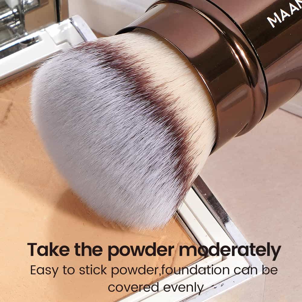 MAANGE 3pcs Makeup Foundation Blush Loose Powder Brush Angled Concealer Brush 4pcs Puff  Custom logo Facial Makeup Brush Set - 图片 4