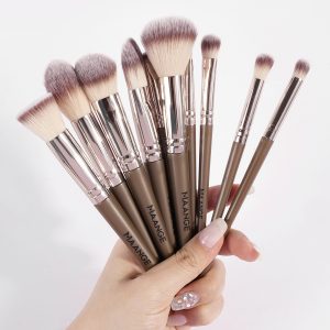 Maange Custom Logo 10pcs Makeup Brushes Foundation Brush Loose Powder Brush Eyeshadow Brush Professional Makeup Brush Set - 图片 4