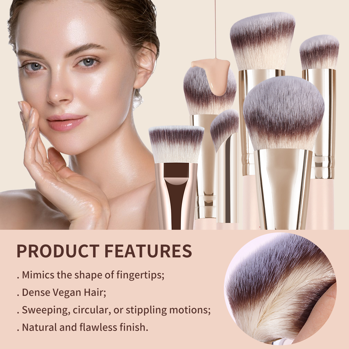 MAANGE Custom OEM&ODM 5PCS Facial Brush Concealer Eye Shadow Foundation   Makeup Box Professional Makeup Brush Set - 图片 7