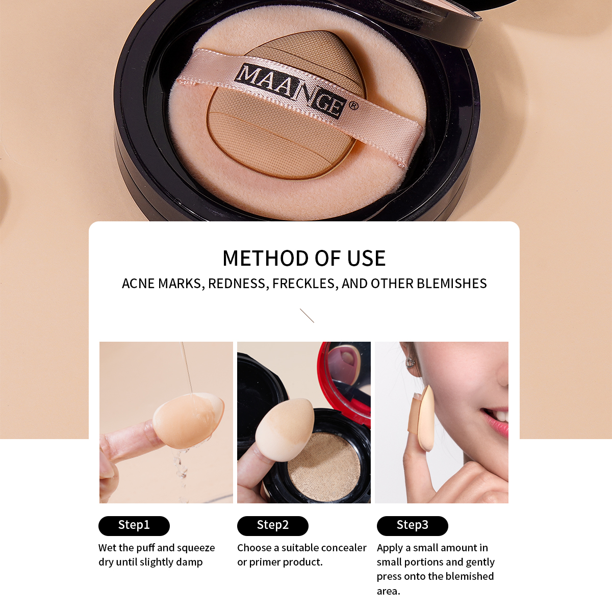 MAANGE Wholesale Professional 7pcs  Brush  5pcs Powder Puff Eyeshadow Brushes Loose Powder Blush Foundation Makeup Brushes Set - 图片 6
