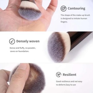 MAANGE Wholesale 10pcs Makeup Brush 2 Powder Puff High Quality Brown Private Label Travel  Professional  Makeup Brush Kit - 图片 7