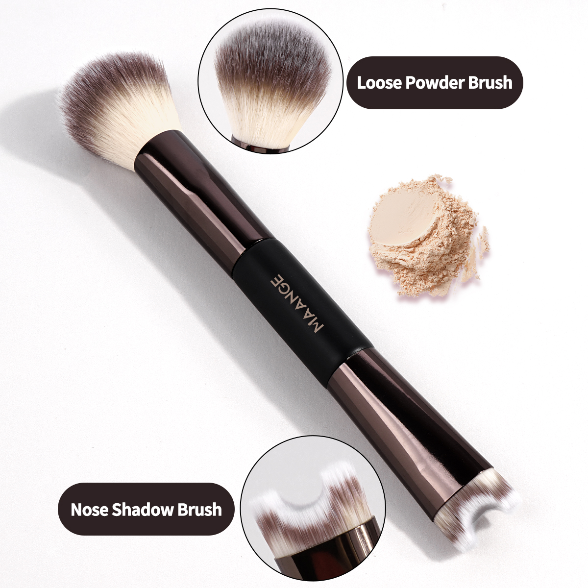 MAANGE Hot Selling 2PCS Custom Logo Foundation Loose Powder Contouring Makeup Brushes  Professional Makeup Brushes - 图片 2