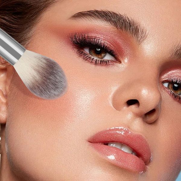 MAANGECustom Logo Aluminum Tube Synthetic Hair  Foundation Loose Powder Blush Brush Makeup Brushes