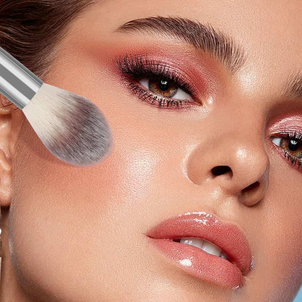 MAANGECustom Logo Aluminum Tube Synthetic Hair  Foundation Loose Powder Blush Brush Makeup Brushes - 图片 5