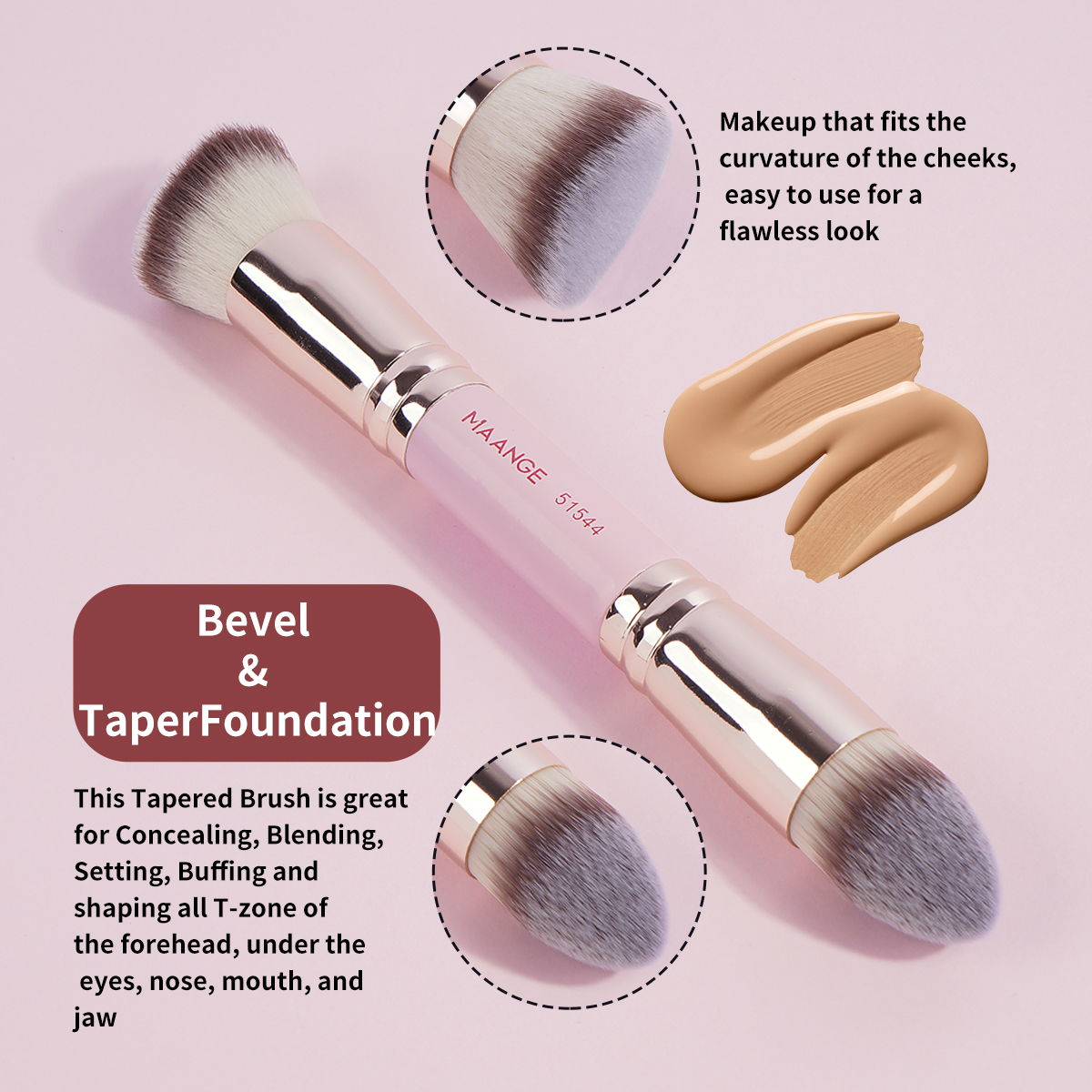 MAANGE 5PCS Double Ended Makeup Brushes 11PCS Powder Puffs Multi-Functional Customizable OEM & ODM Facial Makeup Brush Set - 图片 4